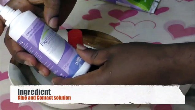 how to make slime with contact solution and glue, No baking soda, No Borax