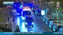 Así fue la llegada de los autobuses de Boca y River al Santiago Bernabéu