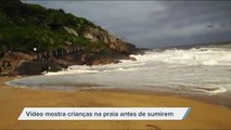 Vila Velha: vídeo mostra crianças brincando na praia antes de desaparecerem no mar da Barra do Jucu