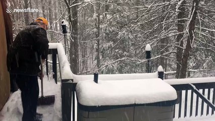 Time lapse shows snowfall in backyard of West Virginia home