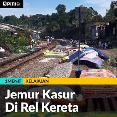 #1MENIT | Jemur Kasur Di Rel Kereta