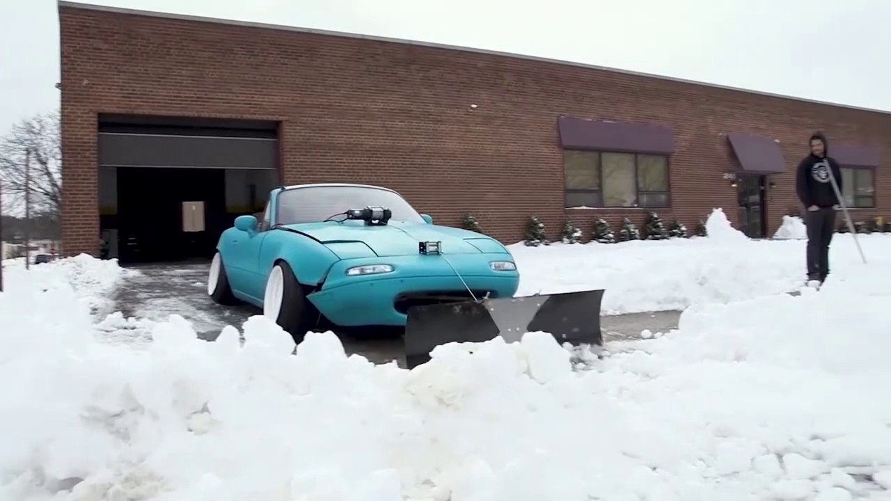 Guy Converts Car Into Snow Plow