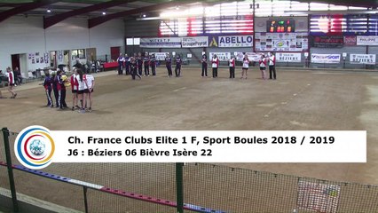 Quatrième tour, France Club Elite 1 F, J6,  Béziers contre Bièvre Isère, saison 2018/2019