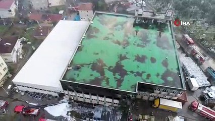 Maltepe'de yanan fabrika havadan görüntülendi