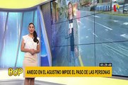 El Agustino: aniego de medianas proporciones afecta avenida Riva Agüero