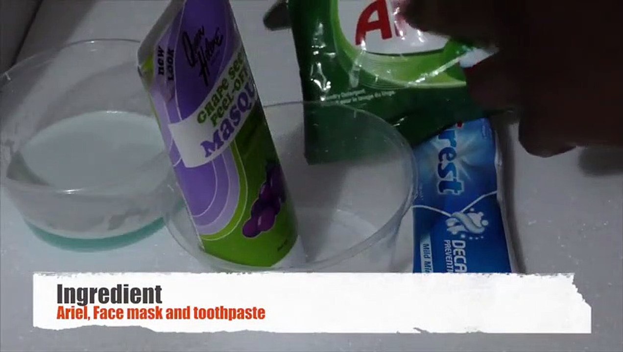 How to make slime with Ariel powder/Power gel and Toothpaste, Diy slime Ariel no borax