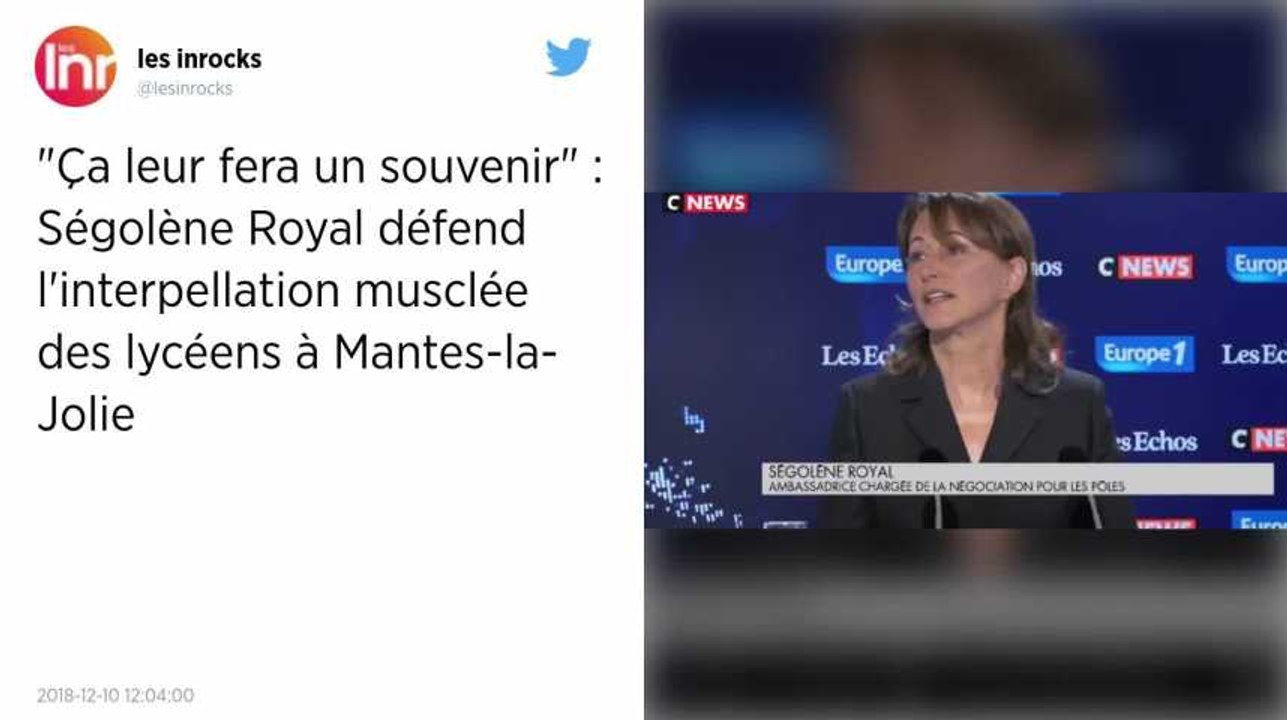 « Ça leur fera un souvenir » : Ségolène Royal défend l’interpellation des jeunes à Mantes-la-Jolie.