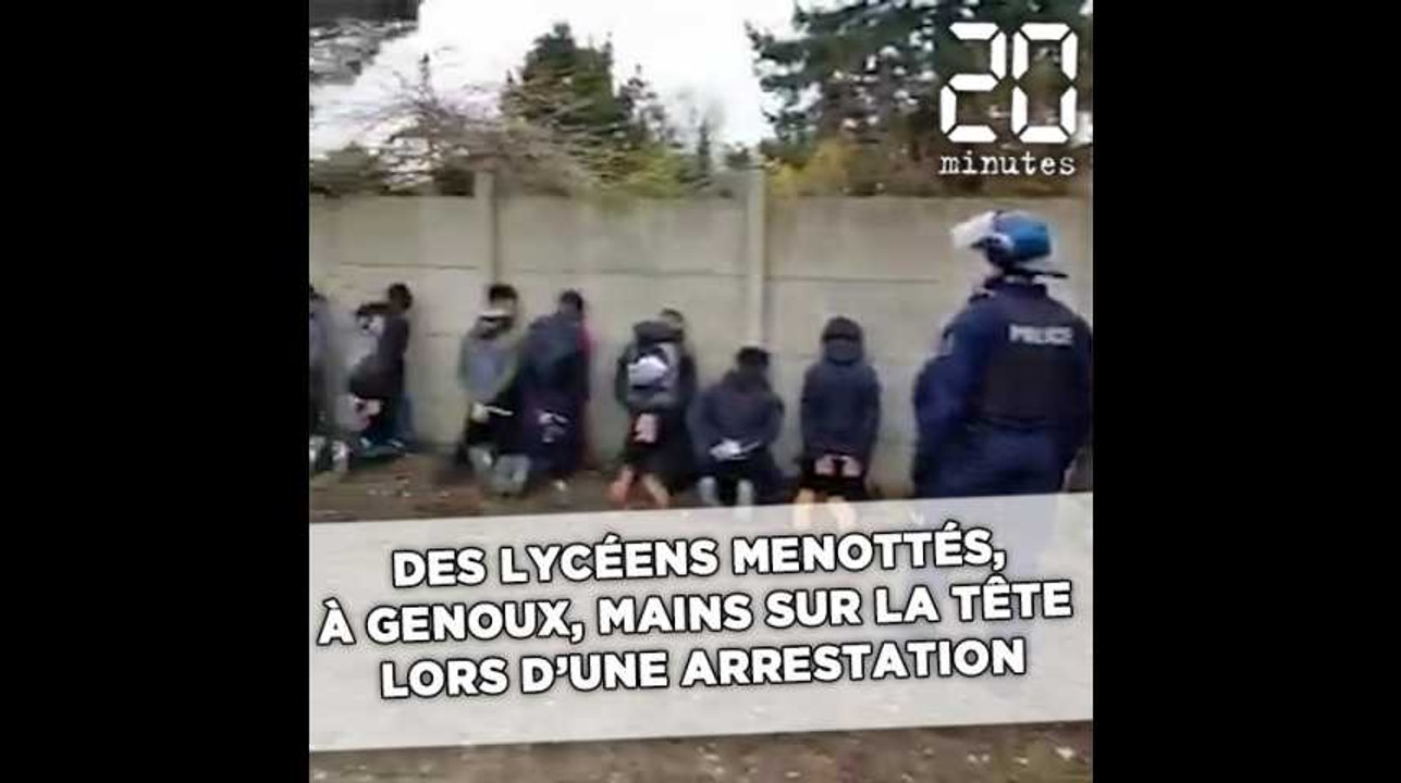 Plus d'une centaine de lycéens de Mantes-la-Jolie à genoux, menottés, mains sur la tête, lors d'une arrestation