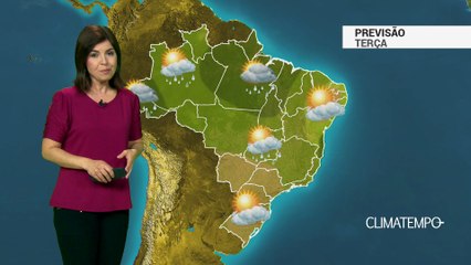 Previsão Brasil – Terça quente com pancadas de chuva