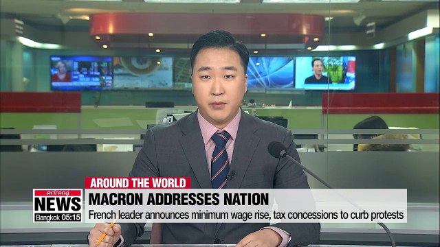 French leader announces minimum wage rise, tax concessions to curb protests