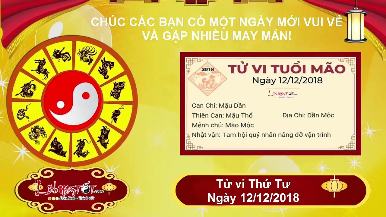 Xem tử vi hàng ngày - Tử vi Thứ 4 ngày 12 tháng 12 năm 2018 của 12 con giáp