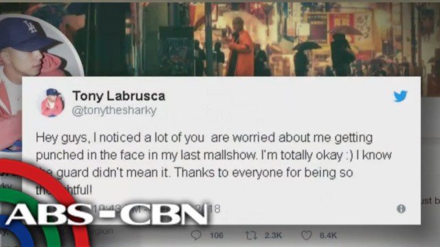 UKG: Tony Labrusca, may mensahe matapos aksidenteng masuntok ng gwardiya sa isang mall show