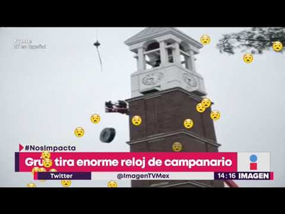 Grúa tira enorme reloj ¡y casi aplasta a dos personas! | Noticias con Yuriria Sierra