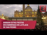 Inauguran enorme pesebre e iluminan árbol navideño en El Vaticano
