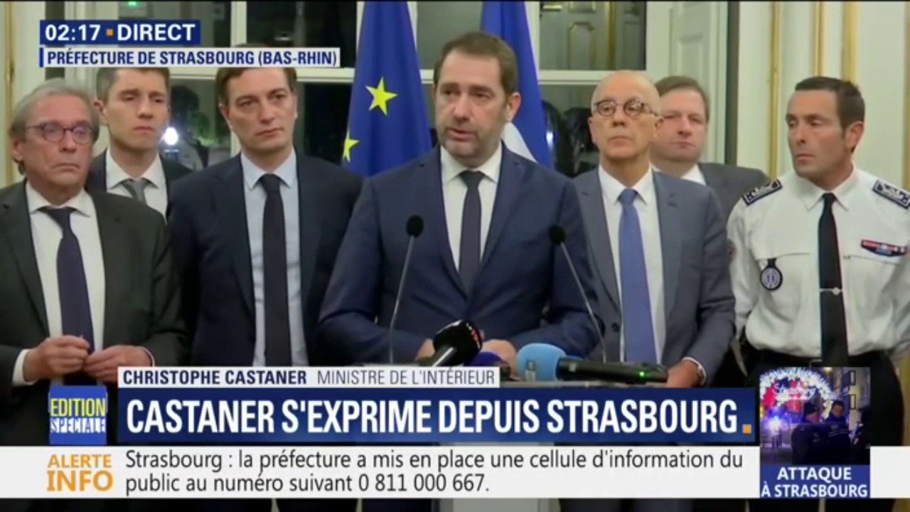 Christophe Castaner s'exprime depuis Strasbourg