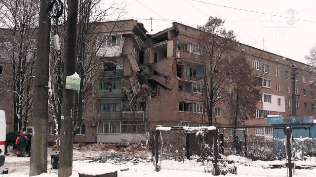 Rescuers dig through rubble of Ukraine flats after gas explosion