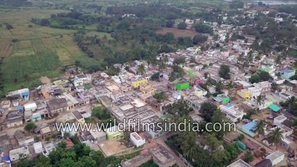 Bagepalli village in Chikballapur- aerial view of small town Karnataka