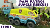 Paw Patrol Jungle Rescue where a panther has an accident, the pups Chase and Rubble work with Ryder and have to use a new Jungle Terrain Vehicle to rescue it - A fun toy story for kids and preschool