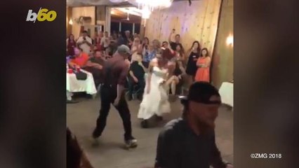 Roller Skating Bride-Dad Duo Bust a Move at Wedding Reception