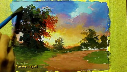 Gouache Landscape Painting By  Artist Yasser Fayad