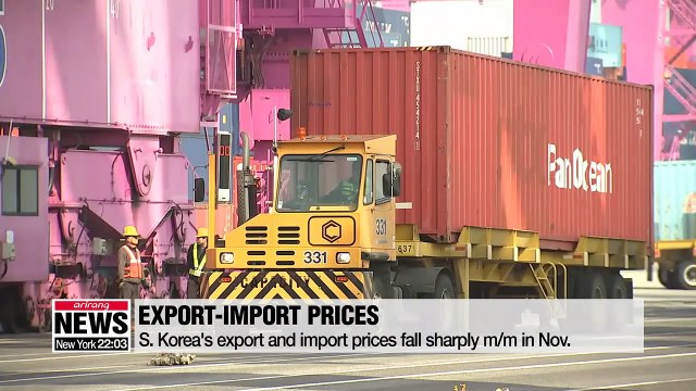 S. Korea's export and import prices fall sharply m/m in Nov.