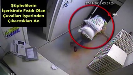 Çalıntı plakalı araçla fıstık ve et çalan hırsızlar kamerada