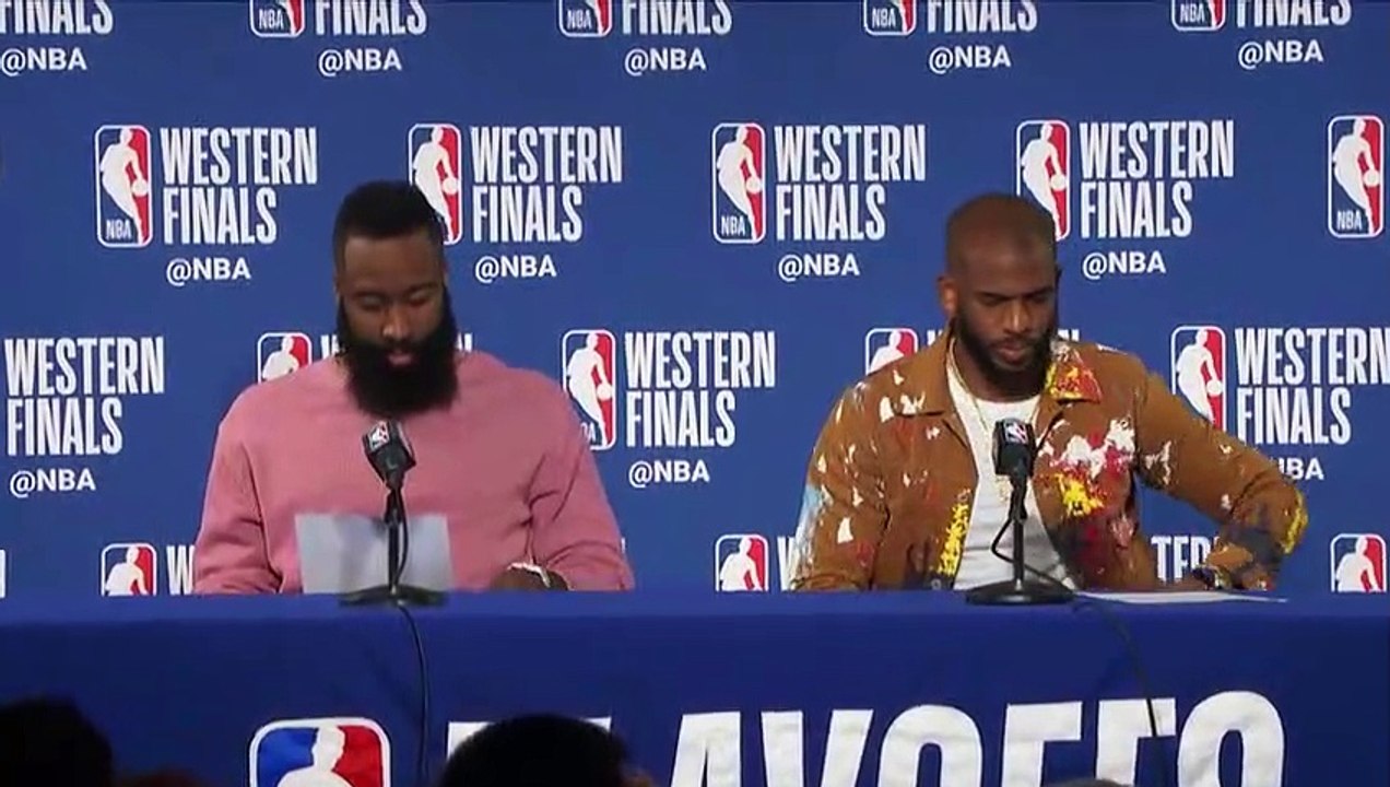 James Harden & CP3 Postgame Conference   Rockets vs Warriors Game 3   May 20, 2018   NBA Playoffs