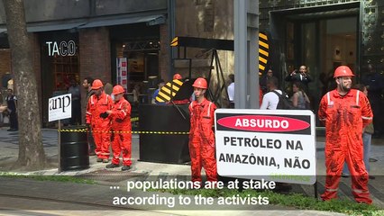 Greenpeace protest to stop oil and gas exploration in Amazonia