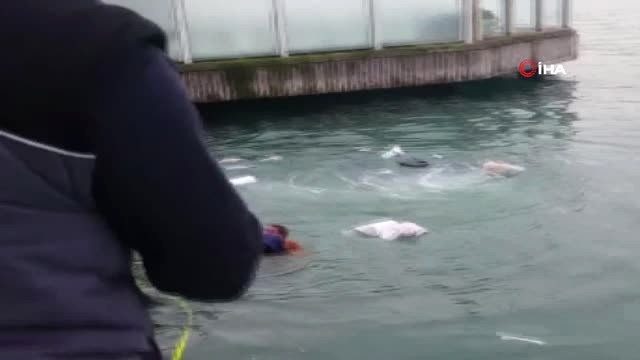 Kanlıca'da Denize Düşen Araçtaki Kadını Kurtarma Anları Kamerada