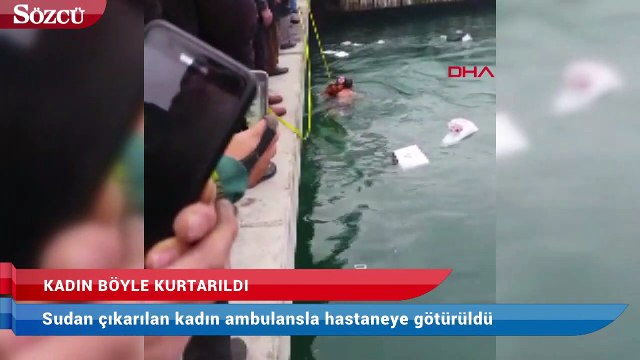 Aracıyla denize düşen kadın böyle kurtarıldı