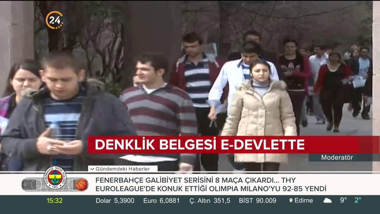 Denklik belgesi 'E-Devlet'te