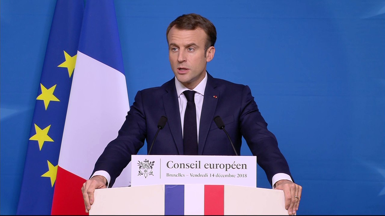 Conférence de presse d'Emmanuel Macron au Conseil européen de décembre 2018.