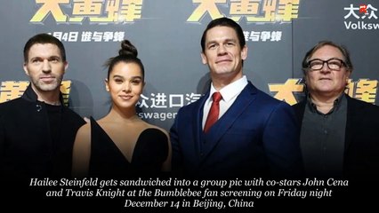 Hailee Steinfeld and John Cena Fly Into Beijing For 'Bumblebee' Premiere