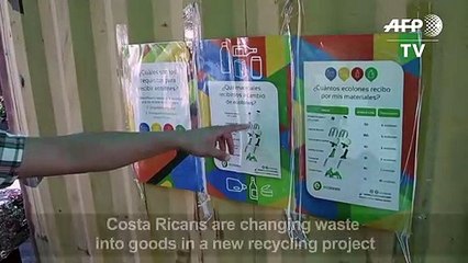Costa Ricans trade waste for goods in recycling project