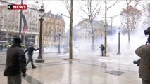 Gilets jaunes : vives tensions sur les Champs-Élysées cet après-midi