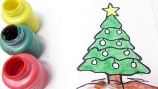 Learn Colors Glitter Christmas Tree coloring and drawing for Kids Toddlers Toy Art with Nursery Rhymes