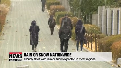 Download Video: Cloudy skies with rain or snow expected in most regions