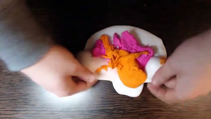 Mixing Clay With Slime - Pink & Orange Clay vs Slime - Satisfying