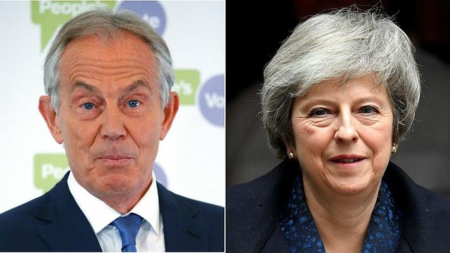 Theresa May accuses Tony Blair of 'undermining' Brexit negotiations