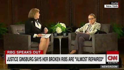 Ruth Bader Ginsburg Says Ribs Are 'Almost Repaired' After Fall