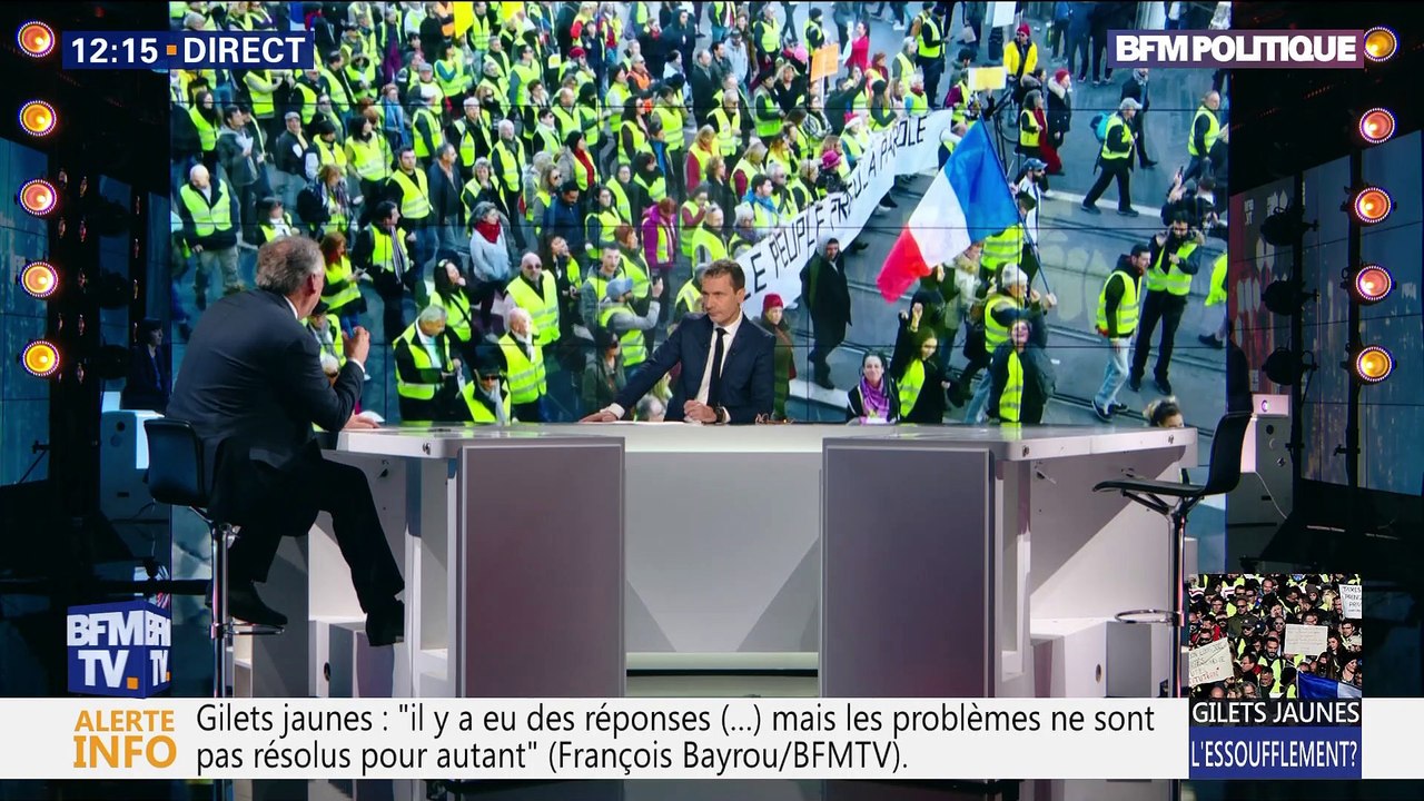 Gilets jaunes : "Il y a eu des réponses (...) mais les problèmes ne sont pas résolus pour autant", François Bayrou