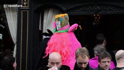 Pantomime horses race through London with several pub pit stops