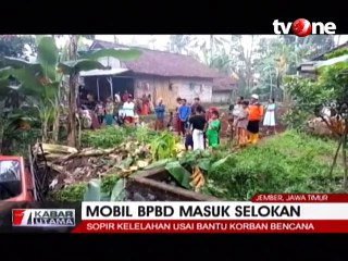 Lelah Usai Menolong Korban Bencana, Mobil Masuk Selokan