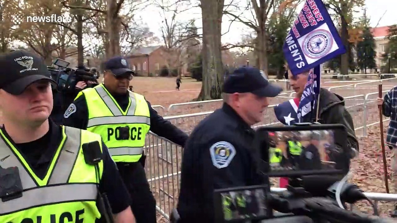 Silent Sam supporters escorted away by police after standoff at UNC-Chapel Hill