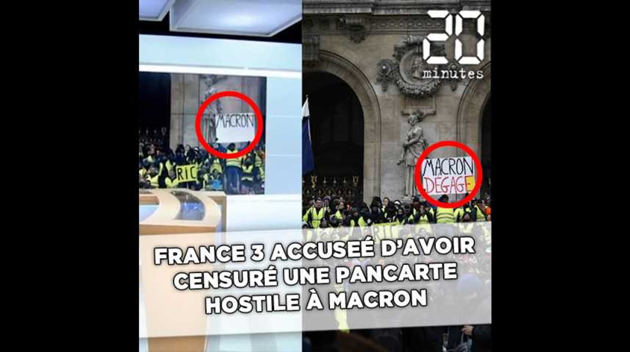 « Gilets jaunes » : France 3 accusée d’avoir censuré une pancarte hostile à Macron