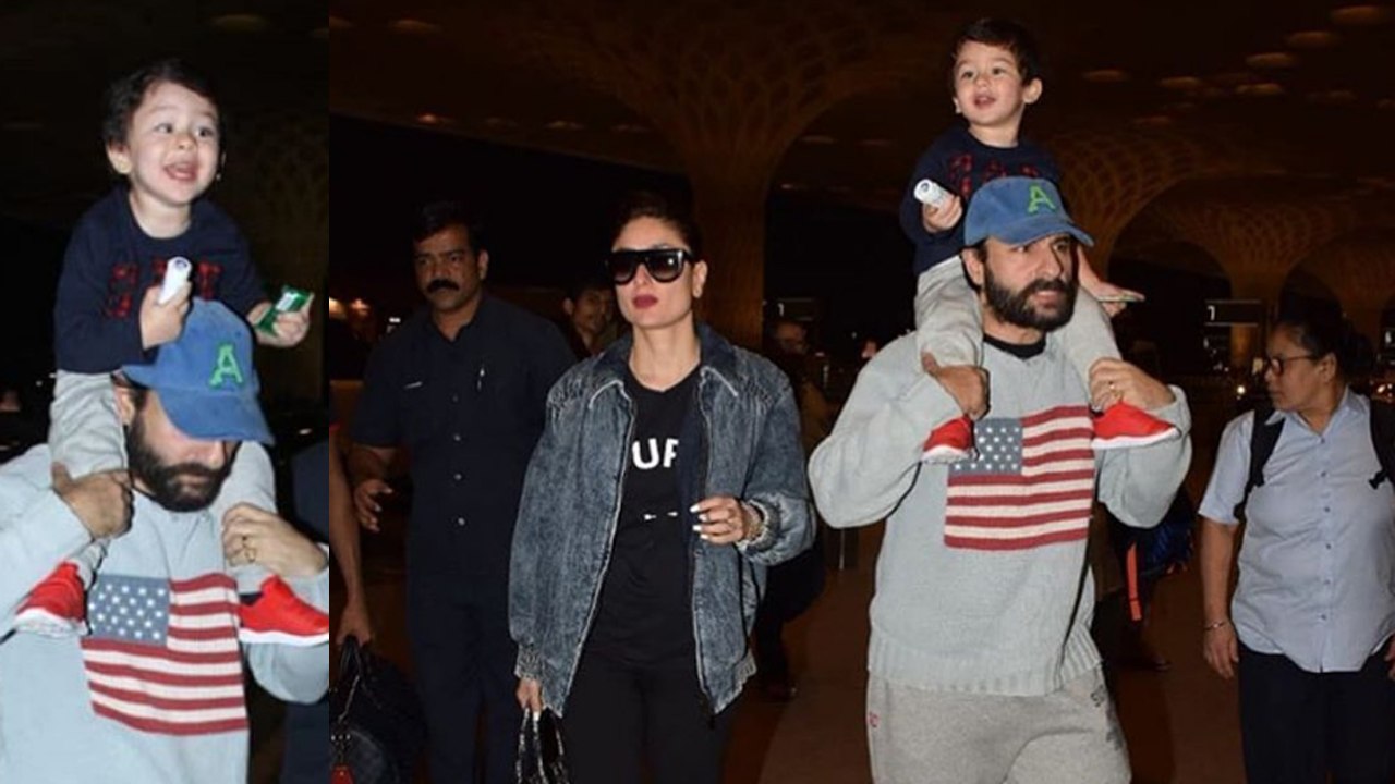 Taimur Ali Khan spotted at Mumbai airport with Kareena Kapoor Khan & Saif Ali Khan | FilmiBeat