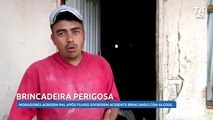 Pai é agredido por moradores após crianças brincarem com álcool