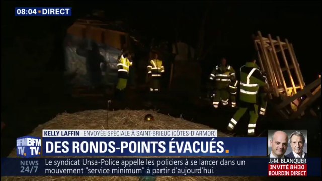 Un rond-point emblématique, QG de gilets jaunes, évacué ce matin à Saint-Brieuc