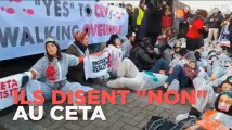 Manifestation anti-CETA devant le Parlement européen
