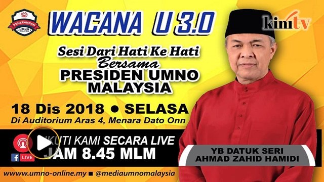 LIVE: Presiden Umno di pentas perbincangan Wacana U3.0
